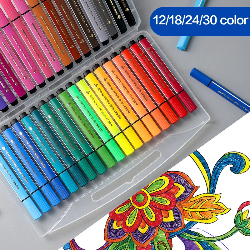 Pulsbery 48 Pieces Washable Water Color Pen Set For Painting, Coloring For Kids Nib Sketch Pens with Washable Ink - Sketch pen For Kids