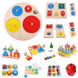 Formas geométricas de madeira, quebra cabeça de matemática montessori, aprendizagem pré escolar colorida, jogo educativo, brinquedos para crianças pequenas