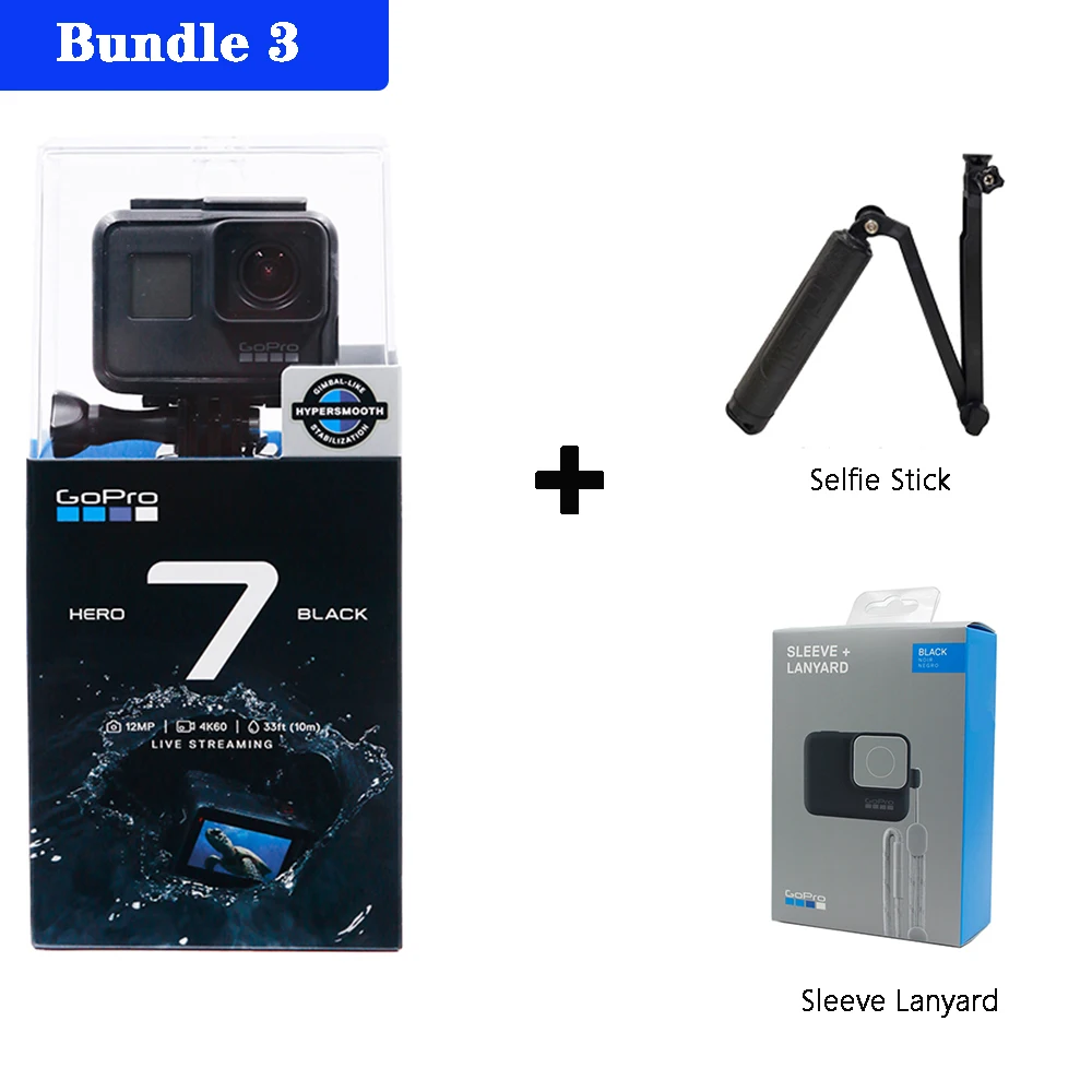 Bundle 3 Gopro HERO 7 черная Экшн-камера водонепроницаемая Спортивная камера для активного отдыха стабилизация видео в реальном времени - Цвет: Bundle 3
