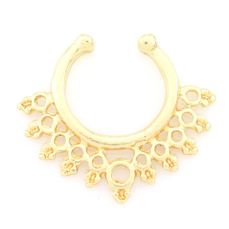 1 шт., 10 мм, циркониевое кольцо для пирсинга перегородки носа, кольцо для носа, кольцо для носа для девушек и мужчин, кольцо для пирсинга, не пирсинг - Окраска металла: Золотой цвет