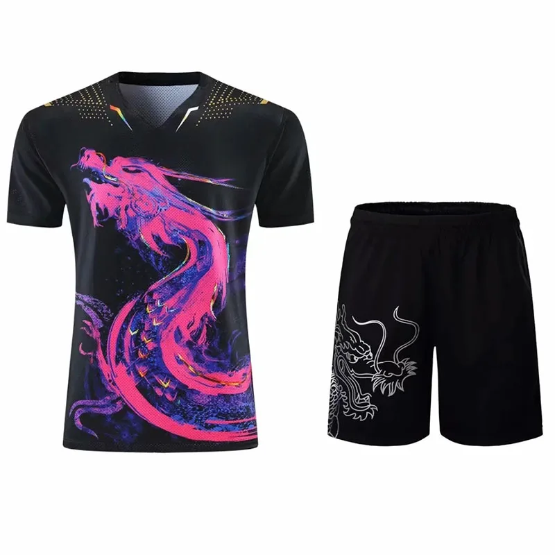 Sports Clothes Men & Women CHINA Dragon Table Tennis Jerseys Shorts Sets Men & Kids Badminton Shirt Ping Pong Clothes