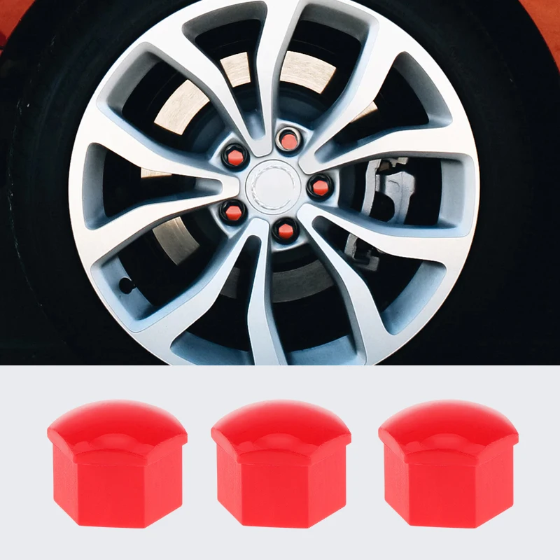 

20 Pcs Universal 17mm Wheel Lug Nut Bolt Cover Caps +Removal Tools Red For Golf MK4 Bora Passat Beetle Lupo Audi Skoda Etc
