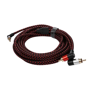

90 Degree 3.5mm Male to 2 RCA Male Cable Right Angle Stereo AUX Y Splitter Cord Microphone Jack Plug for Laptop 5M