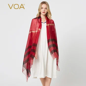 

VOA striped hit-and-color pure wool two-color minimalist 100-tone delicate wrap edge a variety of tie generous shawl P2