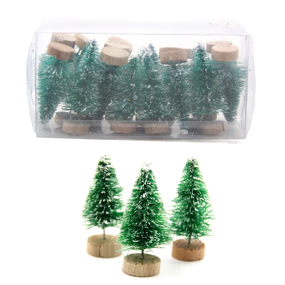 24 шт./кор. 45 мм мини-елка маленькая сосновая елка мини-деревья, помещенные в рабочий стол рождественские украшения для дома рождественские подарки - Цвет: Light Green