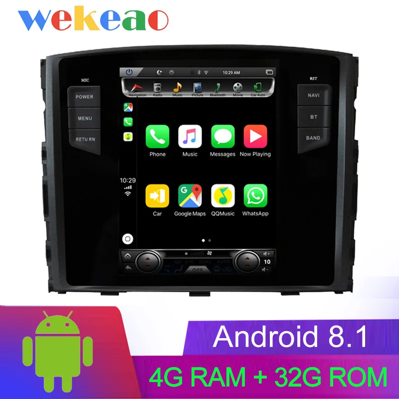 Android Car Radio Wekeao вертикальный экран Tesla стиль 10,4 ''Android 8,1 Автомобильный мультимедийный Dvd навигатор радио Automotivo для Mitsubishi Pajero 2007 - Цвет: Android Car Radio