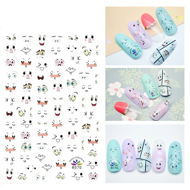 Nusx Newest Smiley Face 3d Nail Art Sticker Decal Stamping Newest Designs Symbol Water Transfer Decals 5