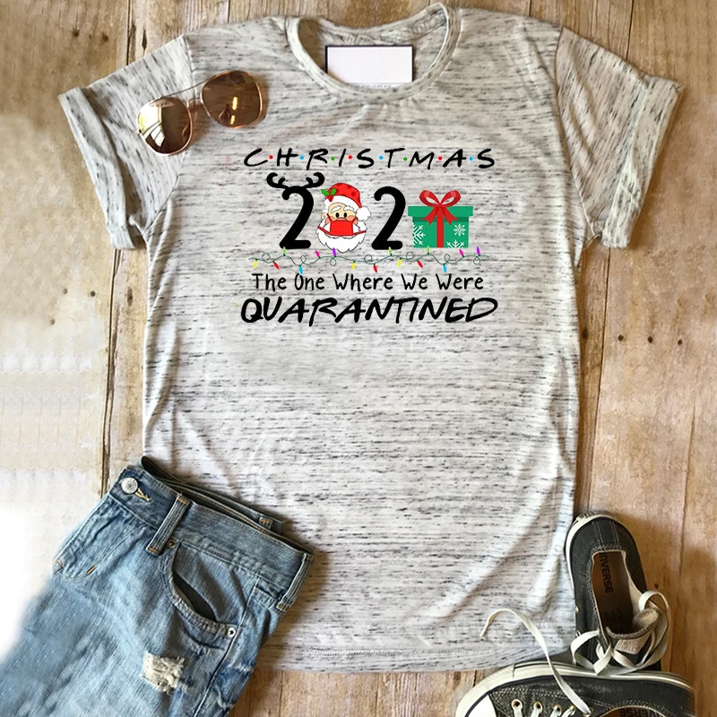 

Christmas 2020 The One Where We Were Quarantined Shirt Women Christmas 2020 Quarantined Gift Tee Girls Vintage Clothes