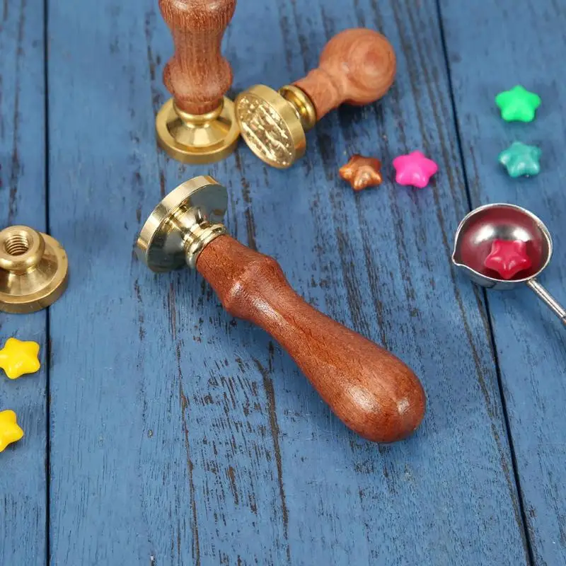 1Pcs Retro Decor Wedding Post Gifts Wood Handle Antique Sealing Wax Stamps Ancient Craft Wax Seal Stamp