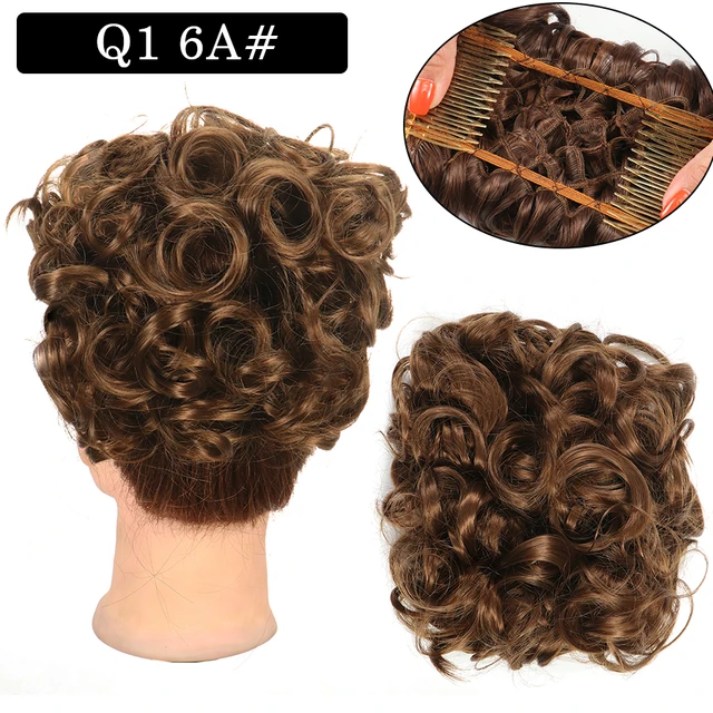 Synthetic Curly Elastic Band Chignon Plastic Comb Clips in Hair Extension Hair Bun Updo Cover Hairpieces Hair Accessories Q1 6A