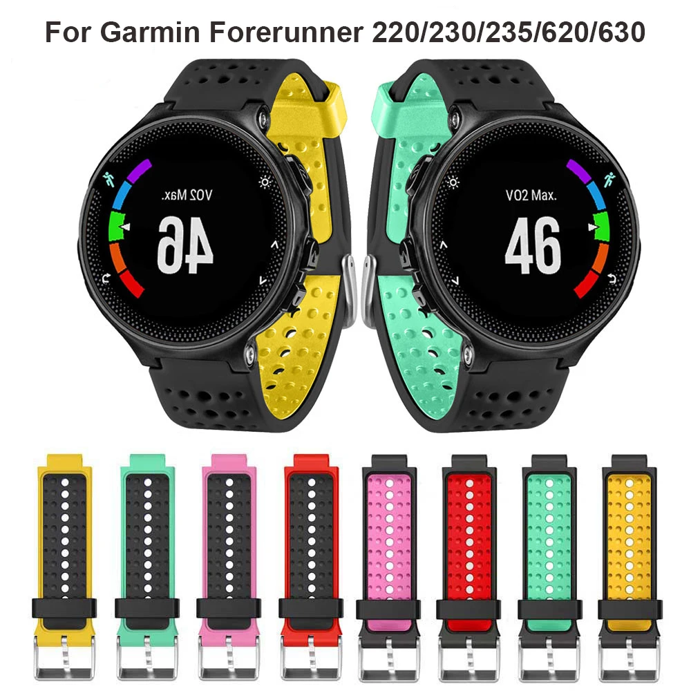 Colorful Watchband Soft Silicone Replacement Wrist Band bracelet strap For Garmin Forerunner 220/230/235/620/630 Smart Watch