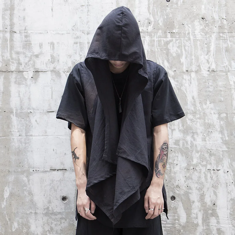 Cotton Linen Hooded Vest Coat 