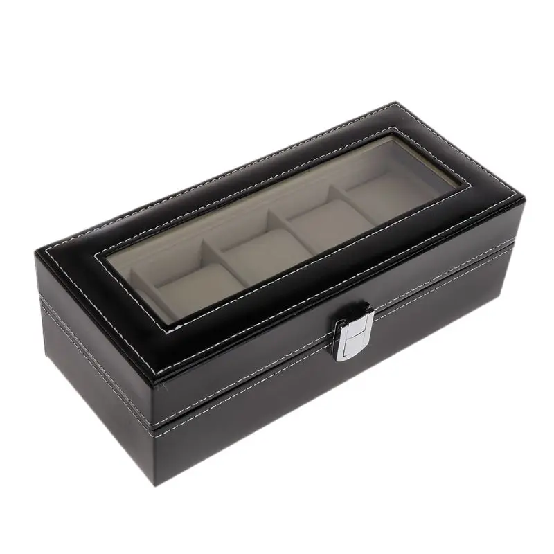 Watch Box Storage Case Gift Package Jewelry Display 5 Grids Luxury Faux Leather Soft Protection Organizer