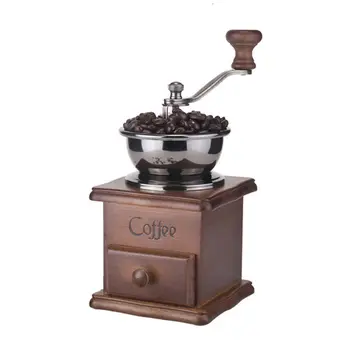 

Vintage Manual Hand Crank Wooden Metal Coffee Pepper Herb Mill Spice Grinder