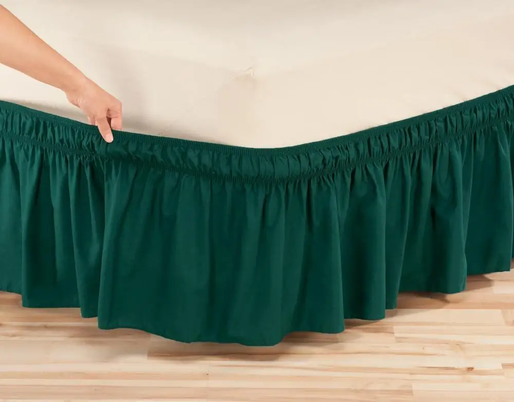 Dark Green Эластичная одноцветная юбка для кровати, покрывало для кровати без поверхности кровати, покрывало с оборками для королевы/королевы пыли - Цвет: Dark Green