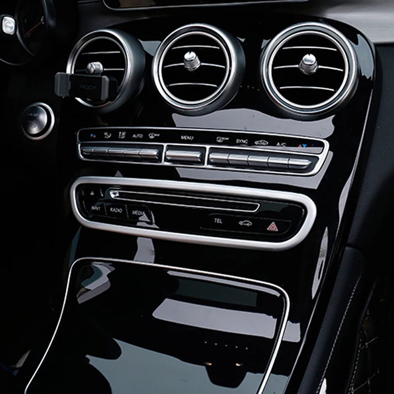 Carманго для Mercedes Benz GLC- автомобильный стайлинг CD проигрыватель панель рамка накладка наклейка хромированные аксессуары для интерьера