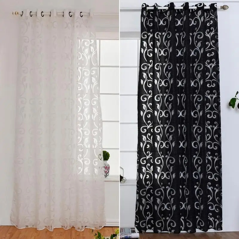 2019 Black White Curtain Window Living Room Jacquard Fabrics