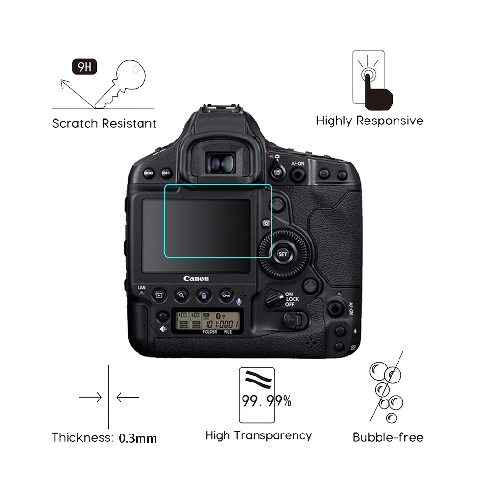 2 шт. прозрачное закаленное стекло для Canon EOS 1D X Mark III 2.5D 9H|Защитные стёкла и плёнки|