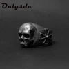 Dropshipping Men's Calvarium Skull Ring With Cross Gothic 316L Stainless Steel Biker Ring Motorcycle Band jewellery Gift Anel 1