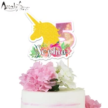 Единорог тематические праздничные бумажные торт Топпер животные торт Топпер детский душ Единорог День Рождения украшения поставки на заказ