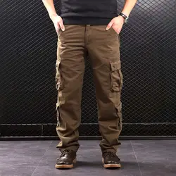 FALIZA Мужские Брюки Карго Мульти карманы военные Стиль тактические брюки хлопок Для мужчин пиджаки Прямые повседневные штаны для Для мужчин
