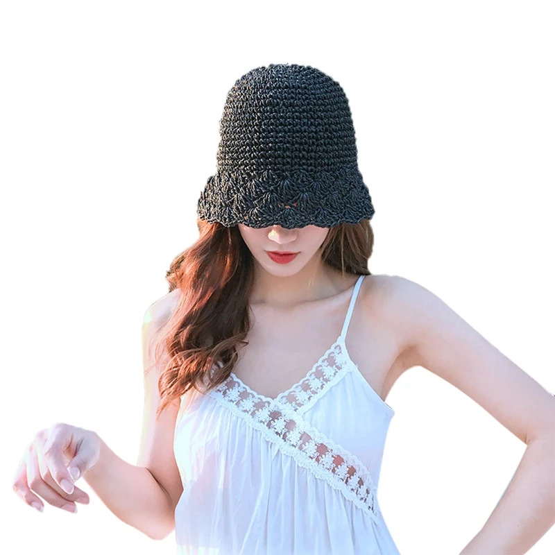 

Summer Caps Beach Sun Hats Outdoor fisherman bucket hats For Women import raffia straw pineapple woven beach hats New.