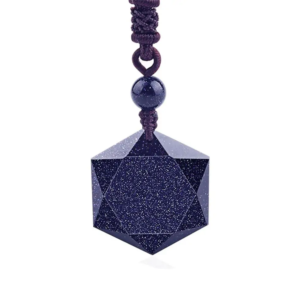 100% натуральный голубой песчаник кварц вспышка свет драгоценный камень-подвеска