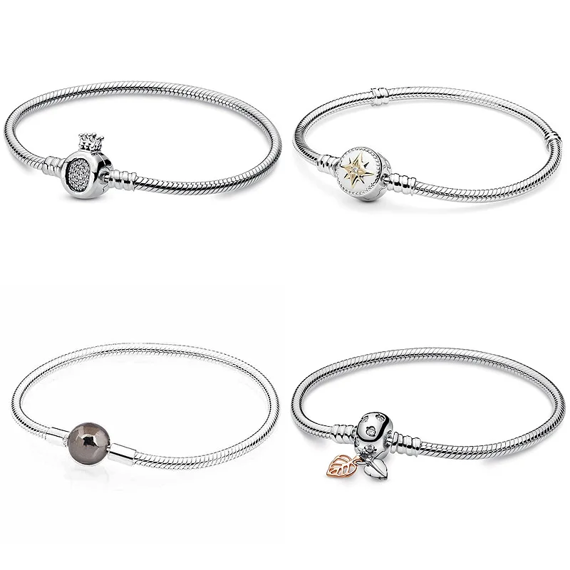 Moments Корона о листья окисленный шар восьмиконечная звезда застежка браслет подходит Европе браслет бусины из стерлингового серебра 925 Шарм ювелирные изделия