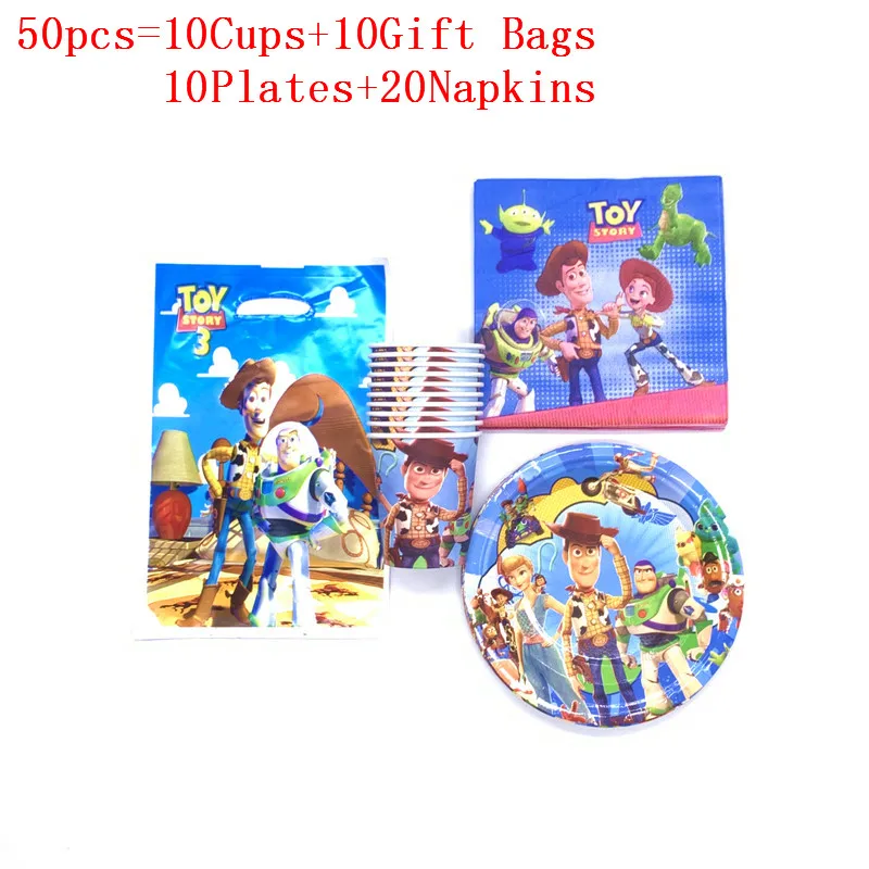 80pcs/50pcs Disposable Tableware Toy Story 4 Woody Buzz Lightyear Paper