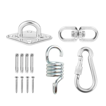 

Swing Use Easy Install Camping Ceiling Mount Stainless Steel Practical Carabiner With Screws Hammock Hanging Kit Outdoor Stable