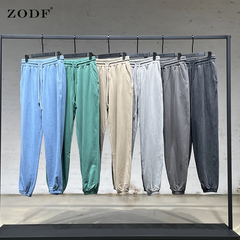 running track pants ZODF Chic Men 100% 420gsm Cotton Sweatpants Solid Loose High Street Casual Drawstring Pants For Winter and Autumn HY0176 best joggers for men