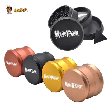 

HONEYPUFF Drum Style Metal Smoking Grinder 60MM 4 Piece Aircraft Aluminum Tobacco Herb Grinder Handle Spice Miller