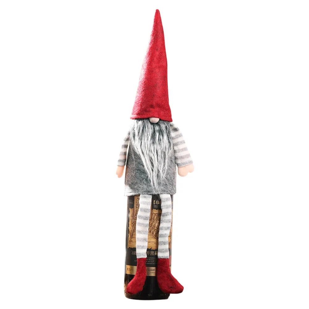 New Christmas Champagne Bottle Cover Dress Up Decoration Christmas Faceless Doll Han (8)