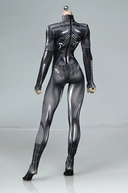 6 Colors 1/6 Scale Female Soldier High Stretch/Delicate Black Spider Girl Knitted Fabric One-Piece Tights Stretch 3D Printing 2