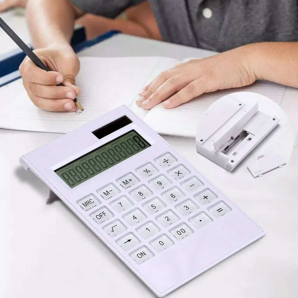 

Portable Solar Powered Calculator Screen 12 Digit Large LCD Display for Office Daily Use OUJ99