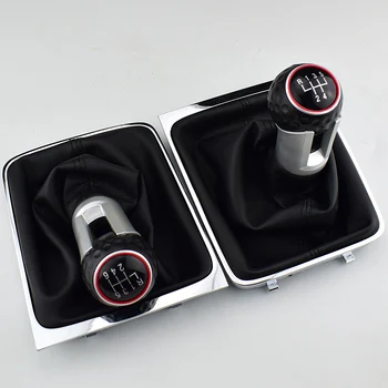 

5 6 Speed Leather Car Manual Gear MT Shift Knob Gaitor Boot For Volkswagen VW Passat B6 2005-2011