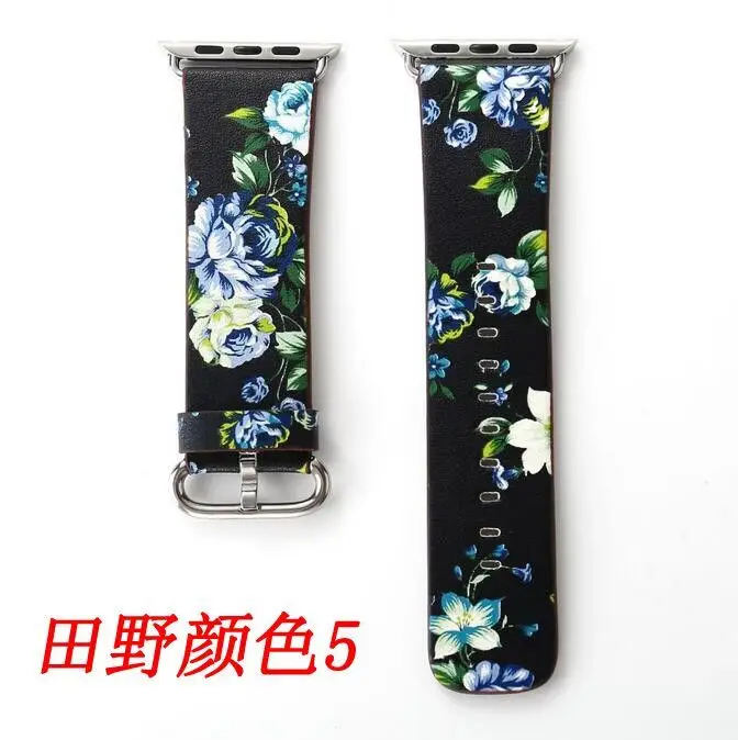 Модный ремешок для часов iwatch для Apple Watch Series 1 2 3 4 Кожаный ремешок 38 мм 42 мм 40 мм 44 мм серия 5 - Цвет ремешка: black blue