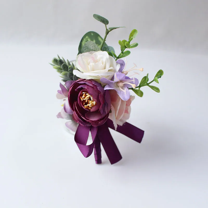 15125     boutonniere marriage wedding corsage silk flower men groom  (2)