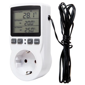 

Multi-Function Thermostat Temperature Controller Socket Outlet with Timer Switch 16A Heating Cooling Timing Mode EU Plug