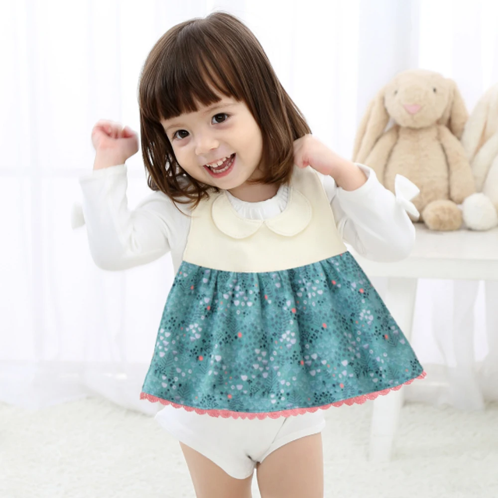 Baby Girl Cotton Skirt Bib Strap Adjustable Saliva Towel Dinner Waterproof Bib 2-6 Years