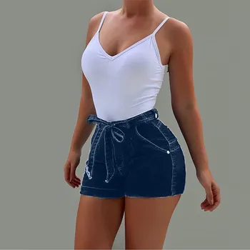 

Clothes Shorts Plus Waist High Elastic Denim Shorts Female Summer Cotton Linen Red
