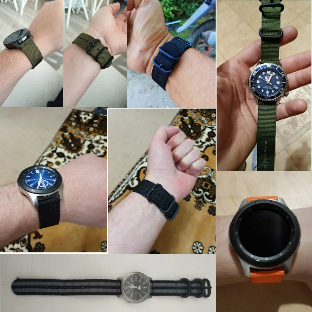 Тканый нейлоновый ремешок для спортивных часов ремешок для samsung Galaxy Watch 42 мм 46 мм gear S3 S2 классические полосы Amazfit 22 мм 20 мм тканевый ремешок