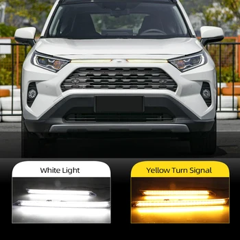 

2Pcs For Toyota RAV4 2019 2020 Yellow Turn Signal Function Car DRL LED Daytime Running Light Automobile Cover Decoration Light