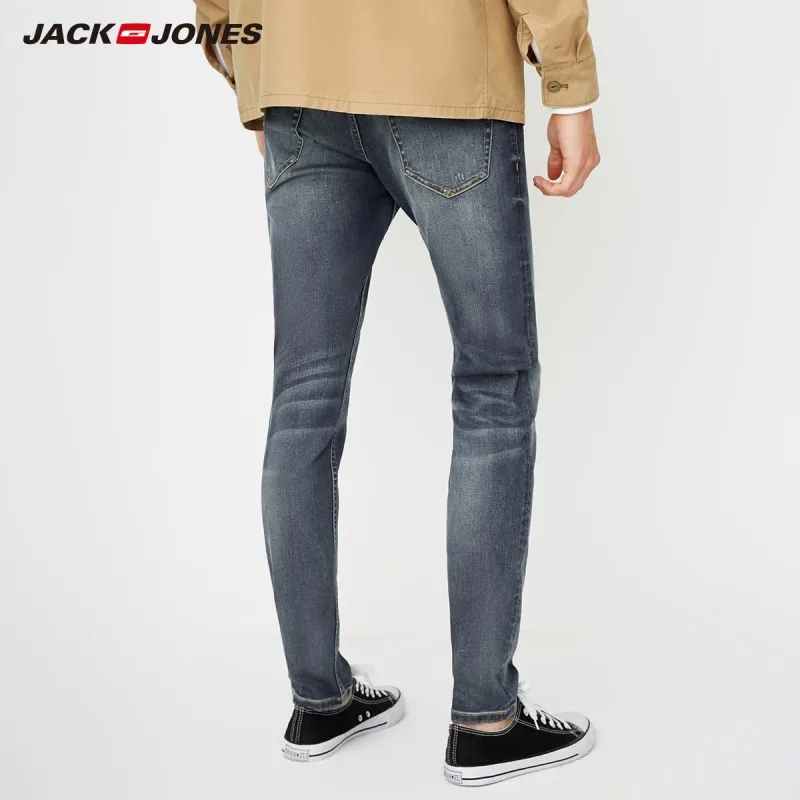 JackJones модные трендовые узкие удобные мужские осенние джинсы с заниженным шаговым