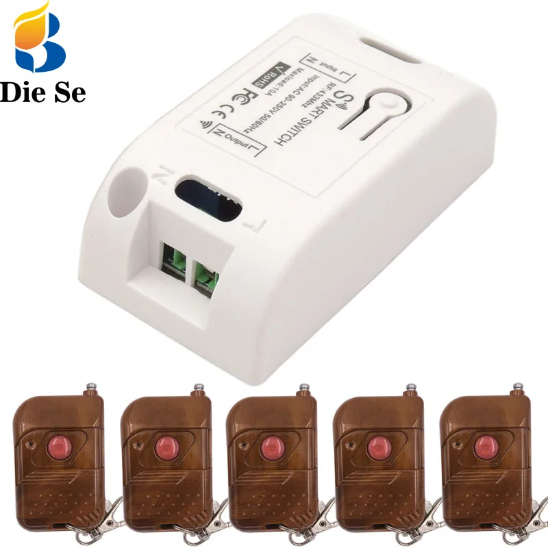 

433Mhz Universal Wireless Remote Control LED Switch AC220V 1CH RF Relay Receiver and transmitter for Light Bulb and door opener