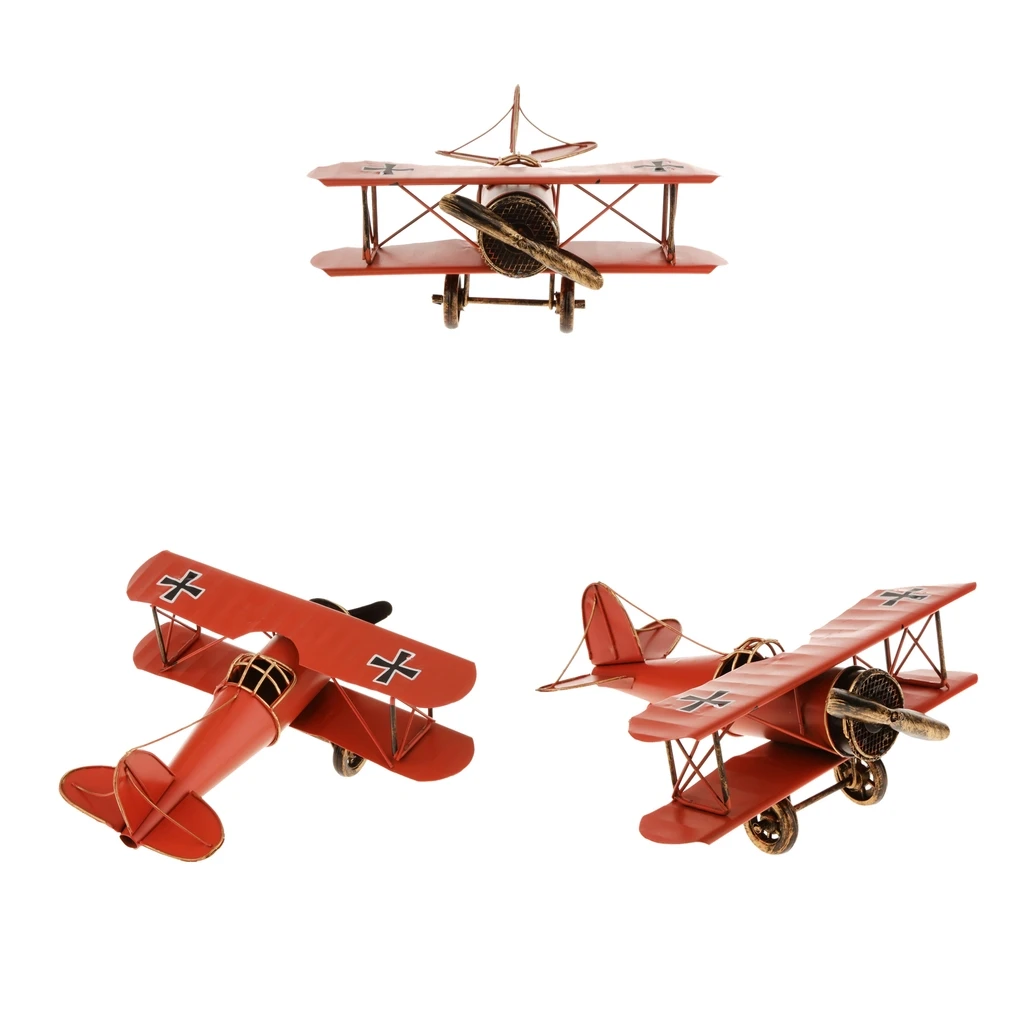 3pcs Vintage Biplane Metal Diecast Model Toy, Desktop Decorations for Home, Office, Study Room, Bookshelf