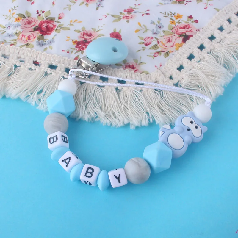 2020 New Baby Silicone Pacifier Chain Personalised Name Colorful Pacifier Chain Baby Teething Soother Chew Toys Accesories