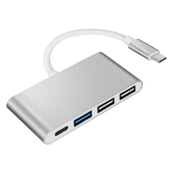 

New USB C Hub 4 In 1 Type-C To USB3.0 Adapter Multiport OTG Function Metal Shell Hub
