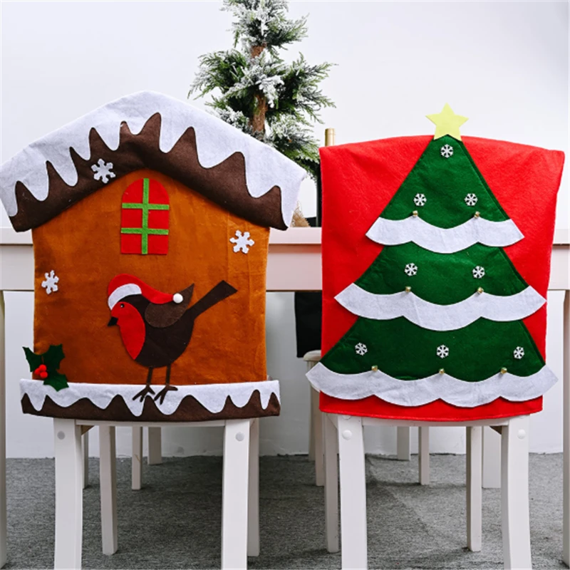 

Christmas Decorations 2020 New non-woven Chair Cover Cartoon Chair Cover Stool Back Cover