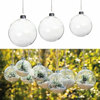 

5Pcs Christmas Tress Decorations Ball Transparent Open Plastic Clear Bauble Ornament Gift Box Decor Can Put Candy LED Lights